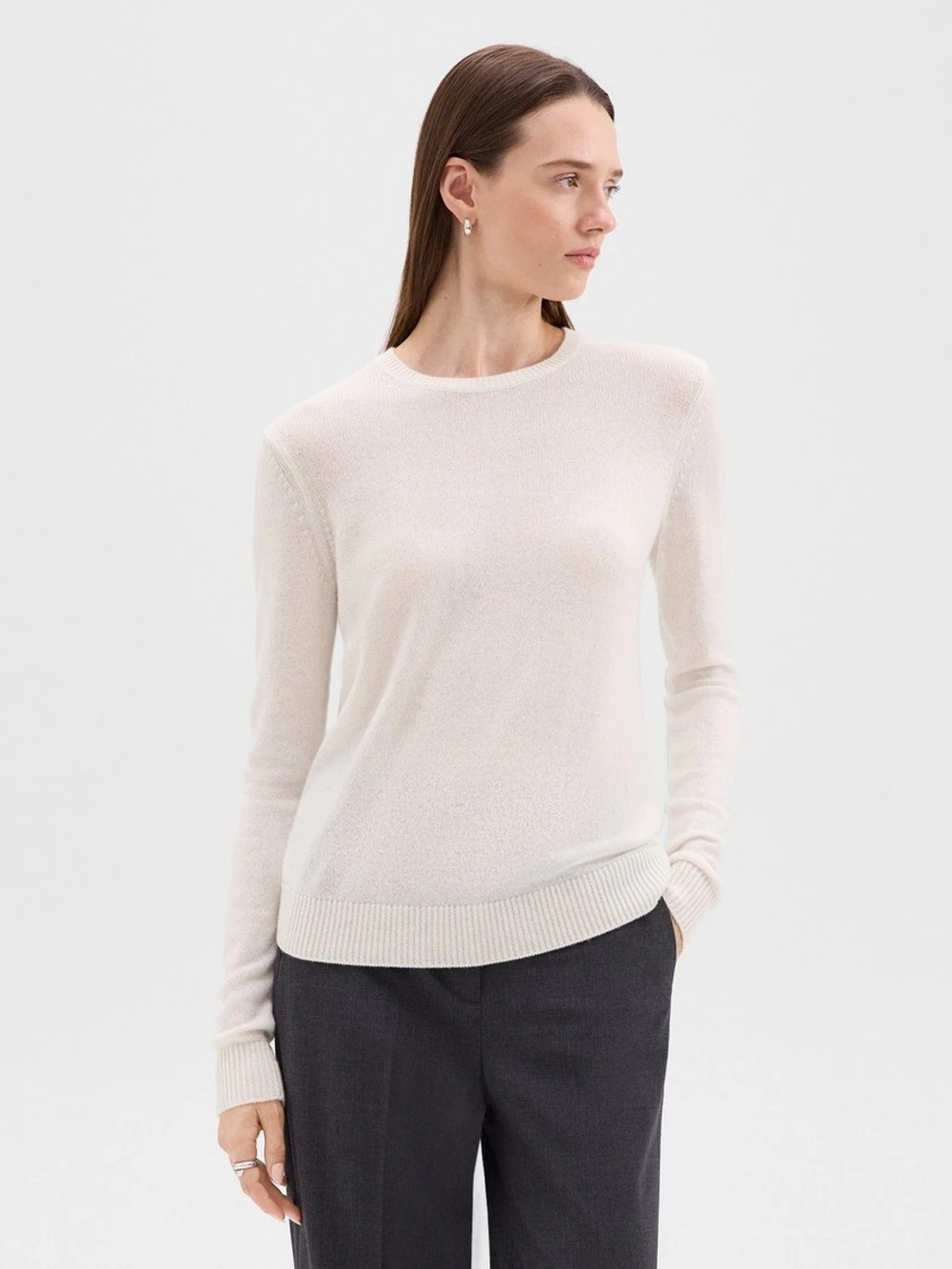 Theory 100% Cashmere Ivory Crewneck Sweater Size S